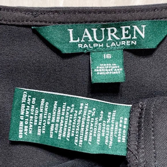 SOLD-NWT Ralph Lauren Pleated Office Dress Black Shift Dress Size 16 - Picture 7 of 9